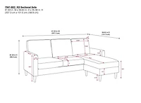Dorel Living Kaci Reversible Contemporary Upholstered Sectional, Gray