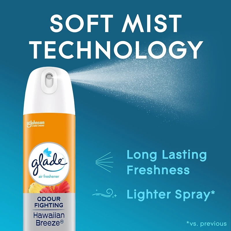Glade® purificateur d’air et éliminateur d’odeurs en aérosol, brise exotique