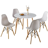 Ensembles de chaises de salle à manger modernes Noble House avec table d'appoint moderne et pieds en bois naturel (4 chaises et 1 table)