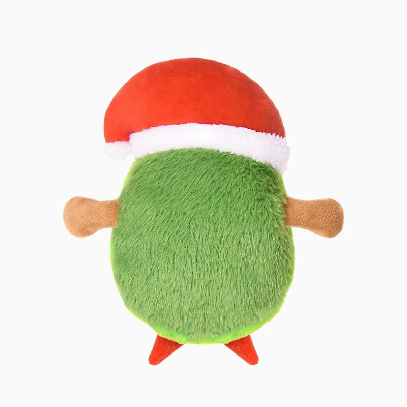 Hugsmart Santa Avocado Plush Dog Toy - Fuzzy, Squeaky, for Small & Medium Dogs