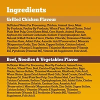 Nourriture humide pour chiens adultes PEDIGREE COUPES DE CHOIX AU JUS saveur de bœuf, nouilles et légumes et saveur de poulet grillé en format variété 8 x 100 g