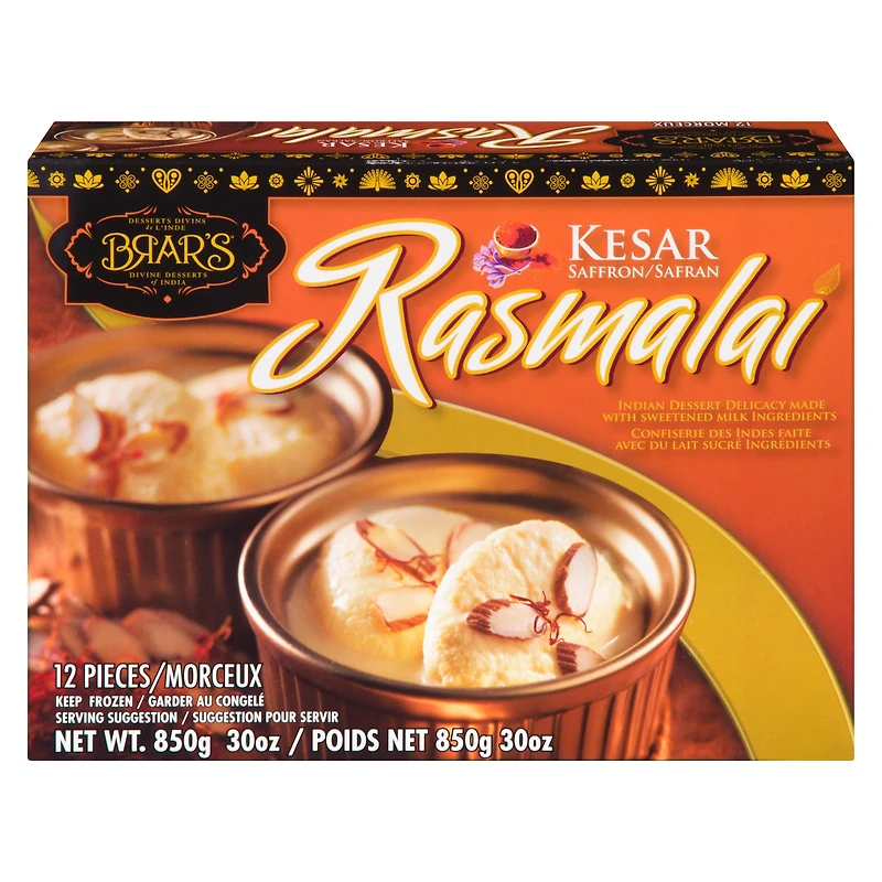 BRAR'S KESAR RASMALAI, 850gm, 12 Pieces