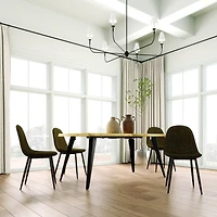 Homy Casa Modern Industrial 5-Piece Dining Set for 4 for Dining Room, Faux Wood Walnut Live Edge Table with 4 Armless Chairs