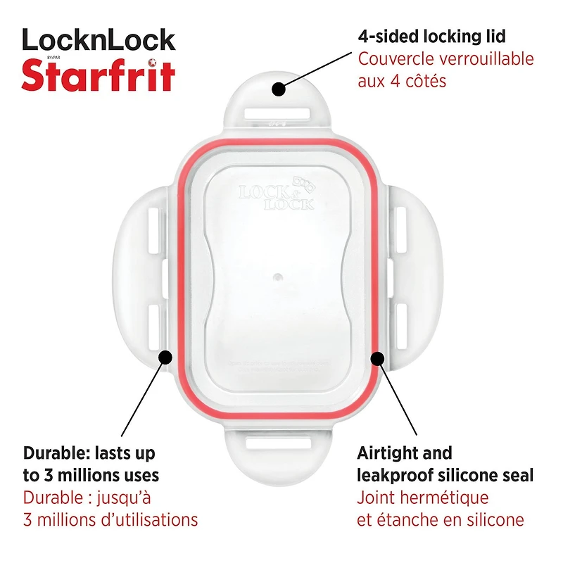 Starfrit LocknLock Contenant Repliable 1,2L/40oz, Hermétique, Étanche, Sans BPA, Gain de Place, Silicone, Va au Micro-ondes Congélateur et Lave-vaisselle, Couvercle à Valve, Compact Gagnez de l’espace avec le contenant pliable LocknLock 1,2 L de Starfrit. Réduit à moins de la moitié de sa hauteur. Hermétique, sans BPA. Va au micro-ondes, congélateur et lave-vaisselle. Parfait pour petits espaces, voyages et pique-niques.
