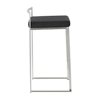 Salem Counter Stool in Black made of stainless steel frame in polished chrome finish and Black PU leather upholstered seat