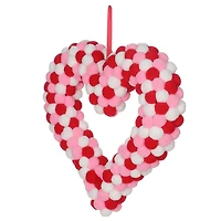 Valentine's day Red, White  Pom Pom Wreath.