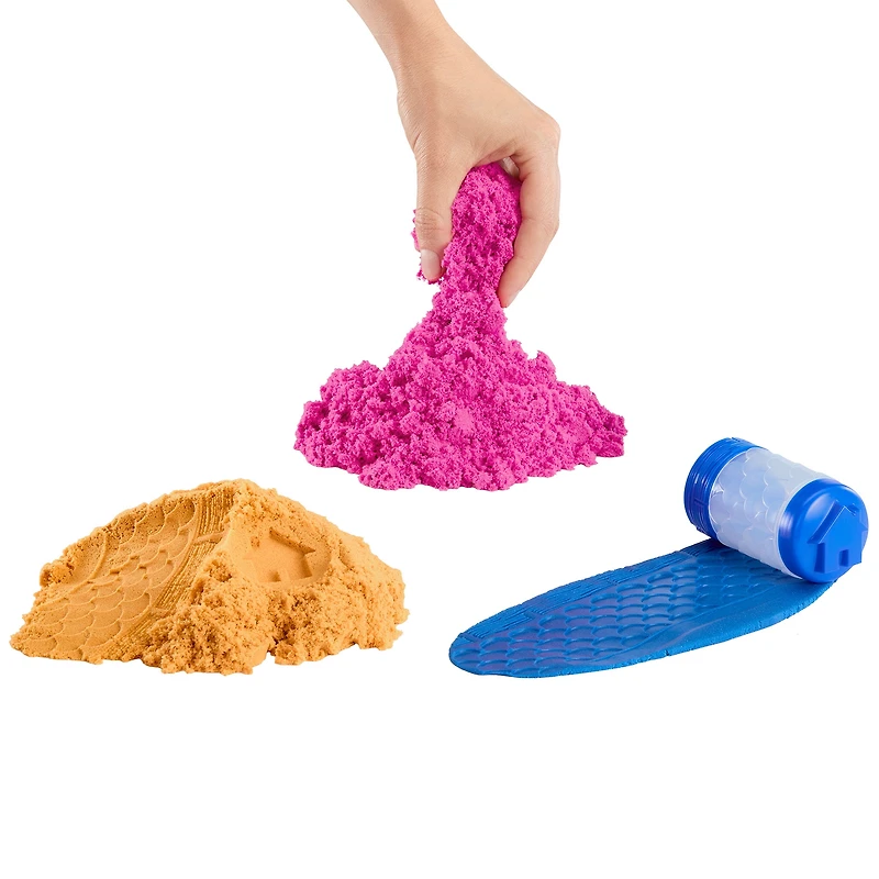 Sac de sable Wonder Factory ne séchant jamais avec pâte ne séchant jamais – sable orange et rouge avec pâte bleue