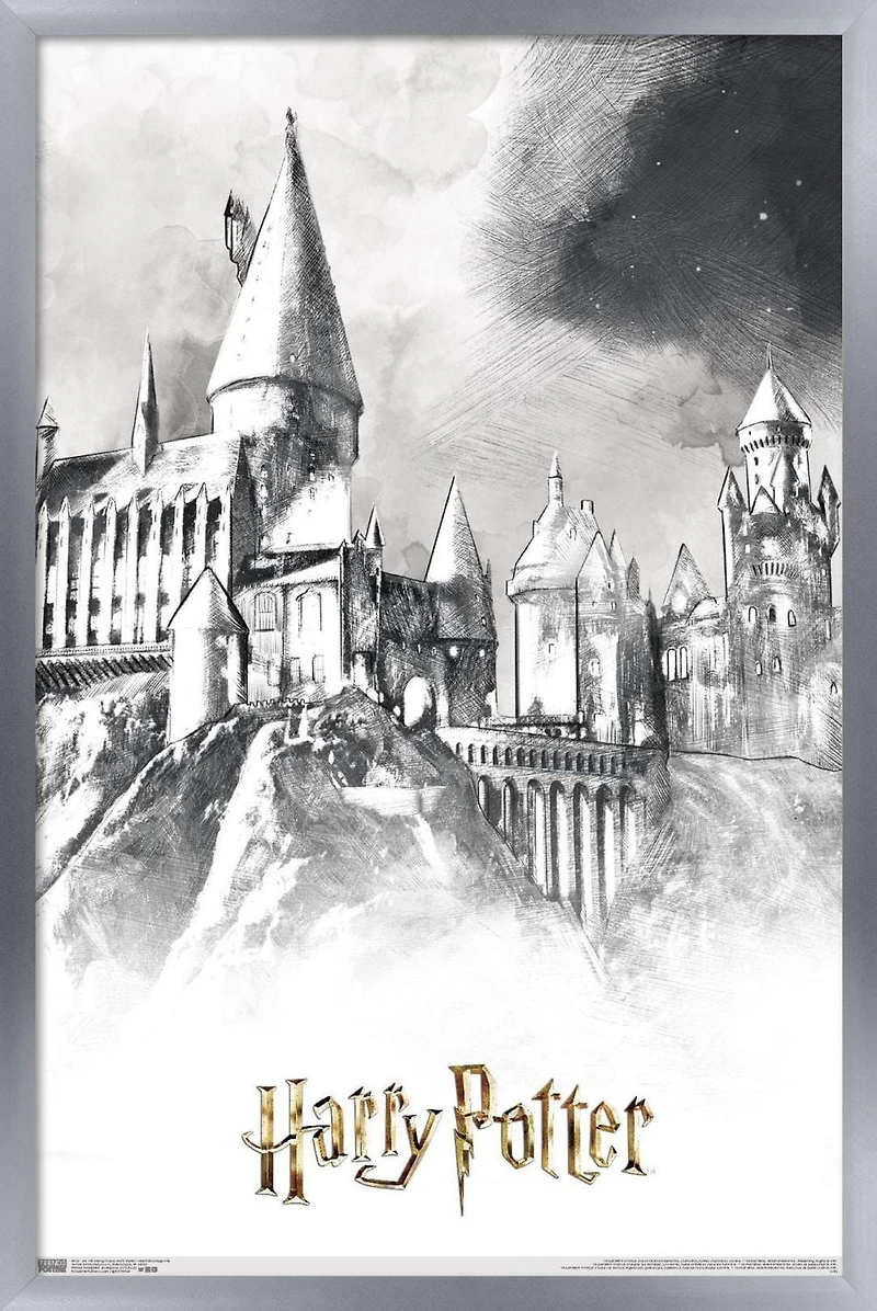 The Wizarding World: Harry Potter - Illustrated Hogwarts Wall Poster, 22.375" x 34"