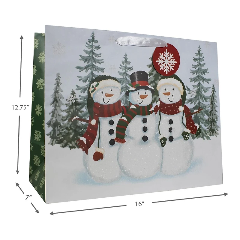 Holiday Time Large Snowman Family Christmas Gift Bag