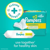 Pampers Lingettes pour Bébés Sensibles Sans Parfum, 2 Paquets à Couvercle Rabattable (168 Lingettes au Total)