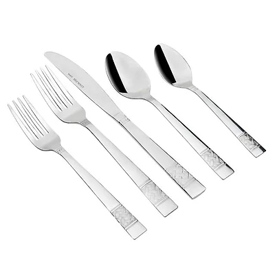 Ensemble de couverts 20 pièces en acier inoxydable Mainstays Pierremont, argent, service pour 4 Couverts MS Pierremont 20 pièces