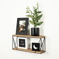 hometrends Balma Wood and Metal Wall Shelf, 18"W x 8"H x 4.5"D