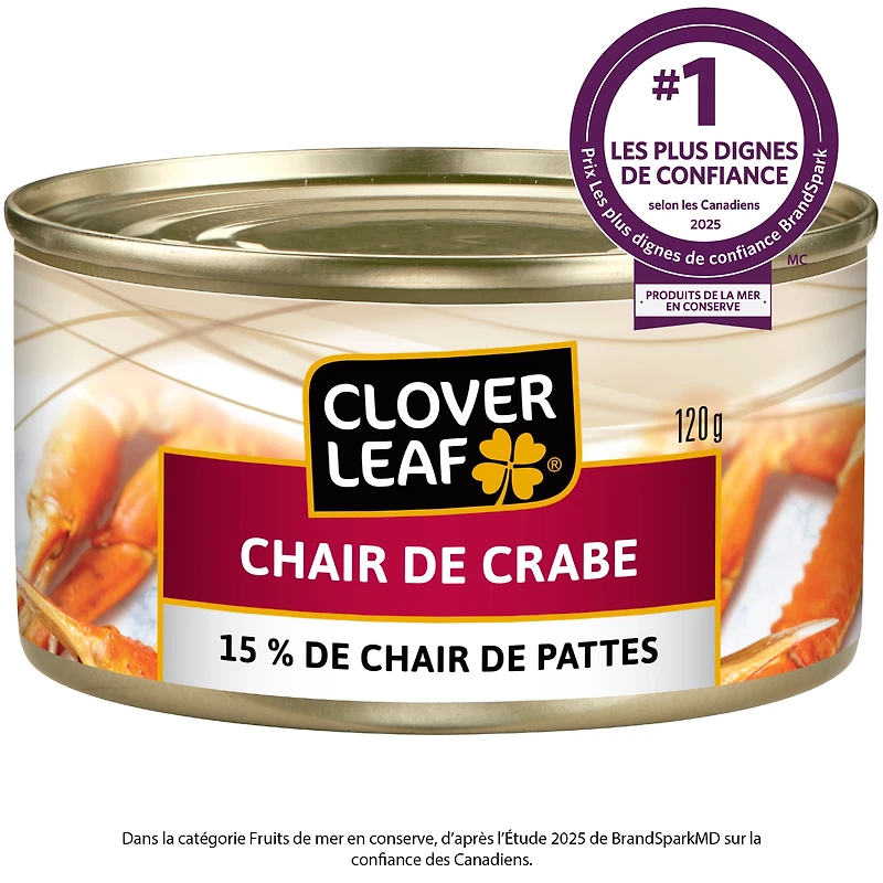 Chair de crabe avec 15 % de chair de pattes de Clover Leaf