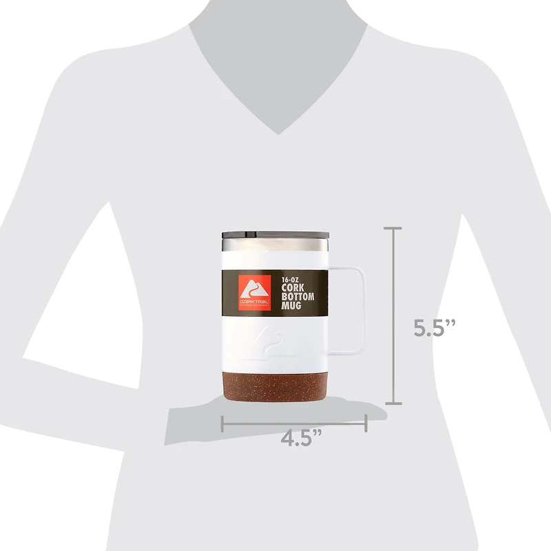 Ozark Trail PL 16oz Cork Mug, 1 Pièce, Blanc OZARK TRAIL PL TASSE LIEGE 16 OZ