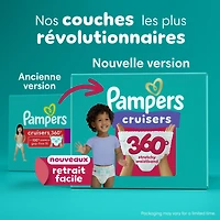 Pampers Couches - Cruisers 360° - Taille 5, Ajustement Anti-Fuites jusqu'à 100 %, Conçues pour les Bébés Actifs, Couche-Culotte à Enfiler, Attaches Faciles à Enlever Conçues pour des Changements Faciles