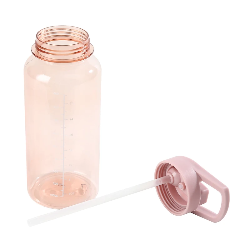 Mainstays 34oz Pink Plastic Wide Mouth Sports Water Bottle with Twist Top Lid