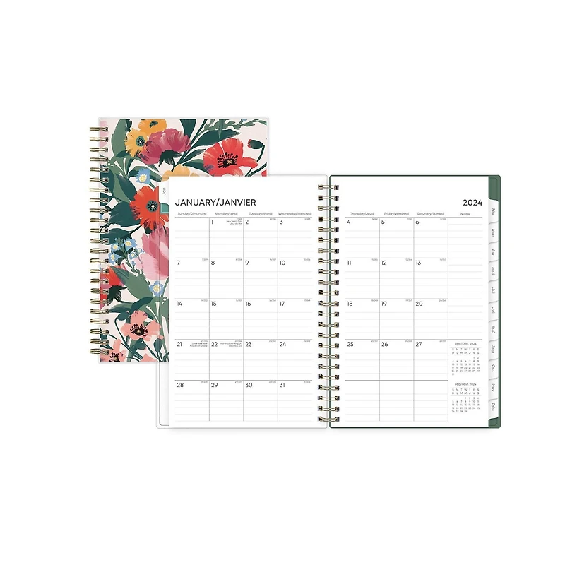 Agenda hebdomadaire/mensuel 2024, 5 po x 8 po, Blue Sky, Monroe Light