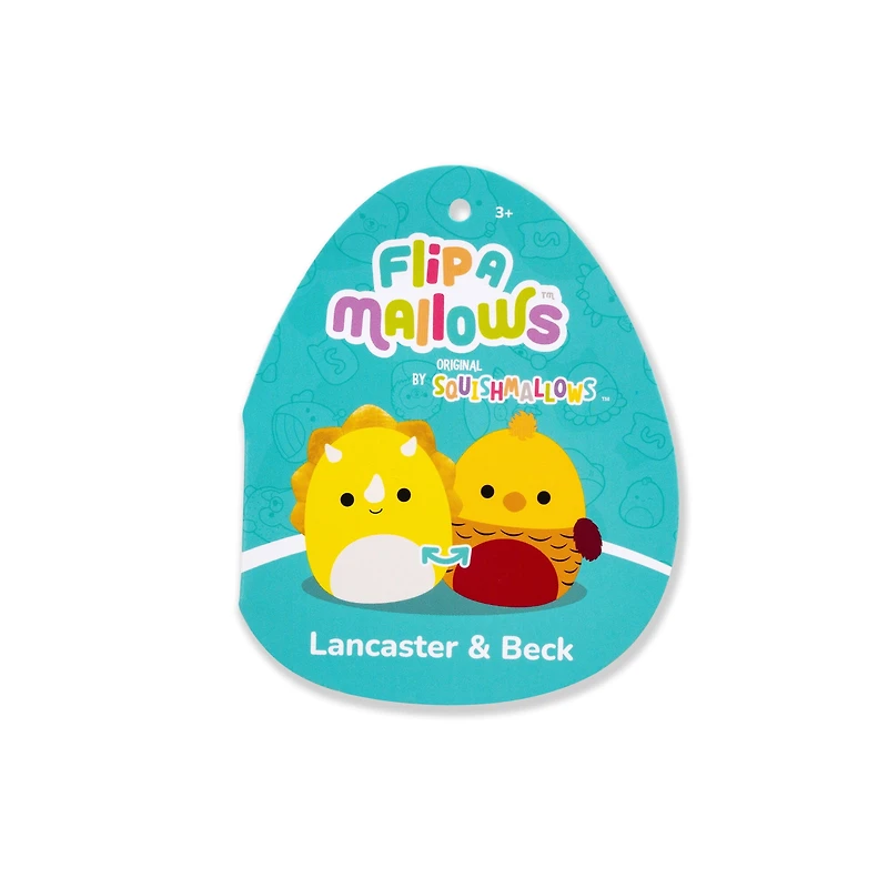 Squishmallows FlipAMallows Peluche Originale de 5 pouces - Lancaster le tricératops jaune et Beck le faisan doré - Petite Peluche Ultra Douce Officielle Jazwares