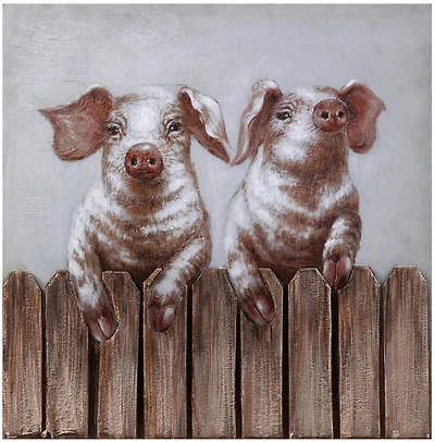 24x24 Pigs on Fence
