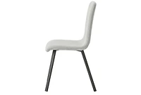 Safdie & Co.  Modern Dining Chair, Light Gray Fabric & Black Metal Legs.