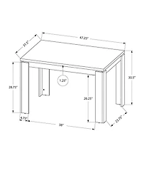 Monarch Specialties Dining Table, 48" Rectangular, Small, Kitchen, Dining Room, Laminate, Black, Contemporary, Modern