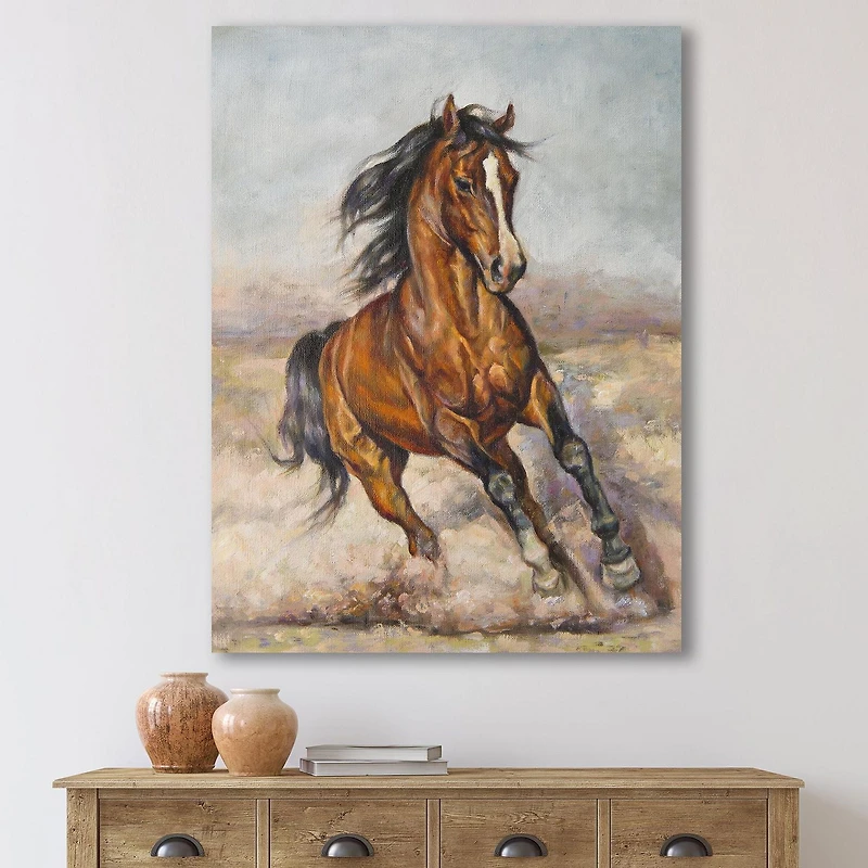 Designart Peinture d'un cheval dans la course Art mural sur toile