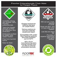 Tapis de chaise rectangulaire en polycarbonate Ultimat® pour tapis jusqu'à 1/2" - 48" x 53"