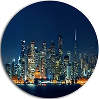 Design Art San Francisco Skyline at Night' Ultra Glossy Cityscape Metal Circle Wall Art