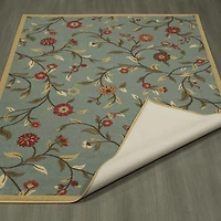 Tapis contemporain à motif de feuilles et à sous-couche en caoutchouc de la collection Ottohome