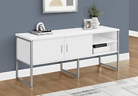 Monarch Specialties Office Credenza, 72"l, Home Office, Work, Storage Doors, Commercial Grade, White Laminate, Silver Metal, Contemporary