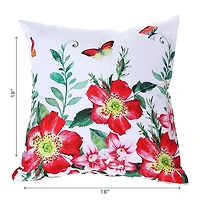 IH Casa Decor Polyester Digital Print Cushion Fiery Red Floral 18 X 18 - Set of 2
