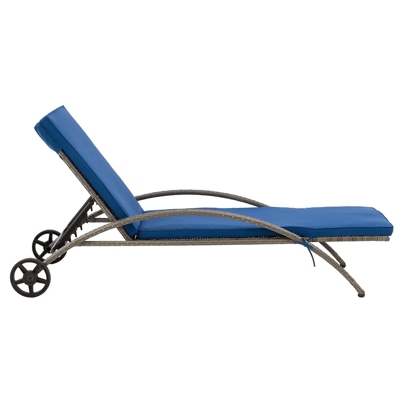 CorLiving Parksville Resin Wicker Outdoor Patio Sun Lounger Chair with Cushions