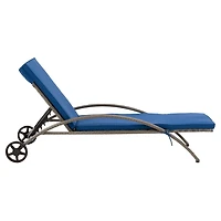 CorLiving Parksville Resin Wicker Outdoor Patio Sun Lounger Chair with Cushions