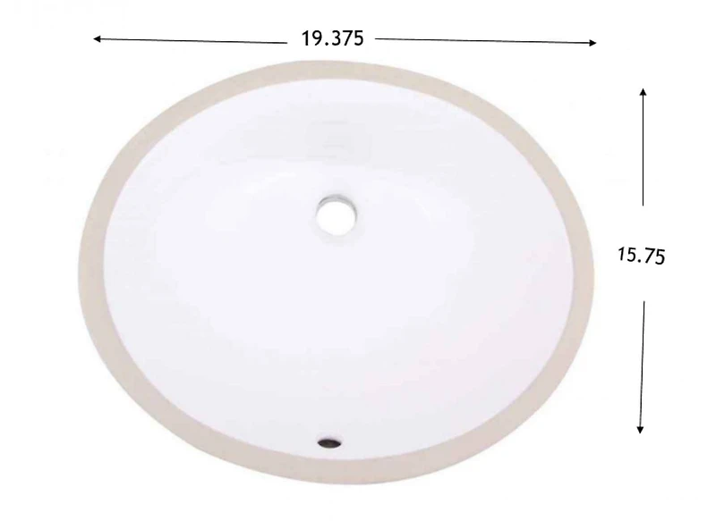 Imaginations américaines 19,375 pouces. L 15,75 pouces Lavabo de salle de bain sous plan ovale certifié CUPC de couleur blanche