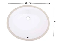 Imaginations américaines 19,375 pouces. L 15,75 pouces Lavabo de salle de bain sous plan ovale certifié CUPC de couleur blanche