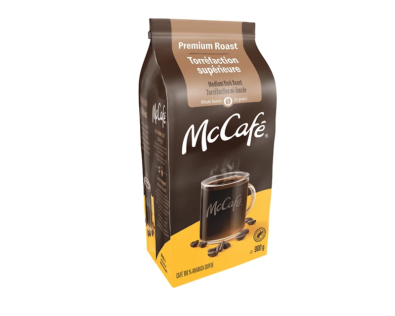 McCafé Premium Medium Dark Roast, Whole Bean Coffee, 900g
