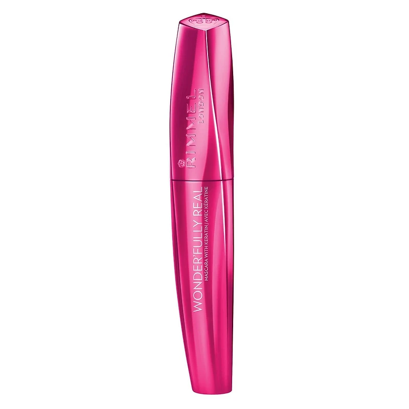Rimmel Mascara hydrofuge Wonder'Fully Real, formule riche et crémeuse à base de kératine, des cils longs et fournis, 100% Sans Cruauté Longueur étonnante