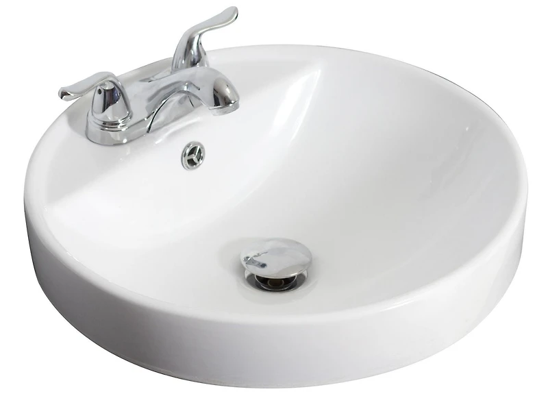 American Imaginations AI-31145 18.25 pouces W Drop dans le récipient blanc pour 3H4-in. Centre de forage