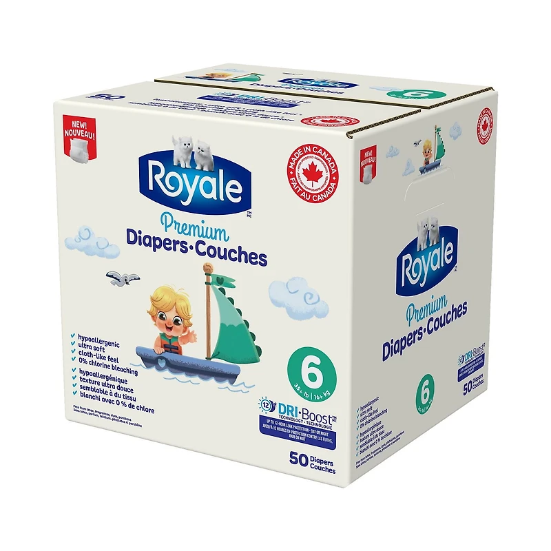 Royale Premium Diapers, Super Pack, Disposable Baby Diapers, Size Newborn - 7, 84-44 Count