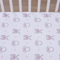 Minnie Mouse 'Nœuds Mignons' Drap-housse pour Berceau, Nourrisson Fille, Rose