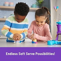 Kinetic Sand, Soft Serve Station with 14oz of Play Sand (Blue, Pink and White), 2 Ice Cream Cones and 2 Tools, Sensory Toys for Kids Aged 5 and up, Kinetic Sand