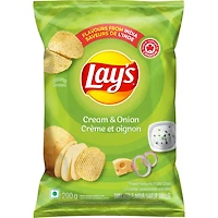 Lay’s croustilles assaisonnées ondulées Crème et oignon 200 g.