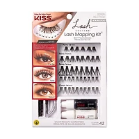 KISS Lash Couture Trousse de configuration des faux cils - Faux cils Extensions 3D à poser soi-même - 42 faisceaux Extensions de cils à domicile.