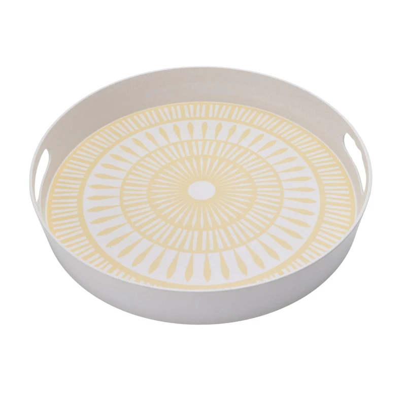 Hometrends Lemon Bamboo Melamine Round Tray 15.75 Inch 1pc