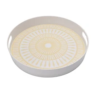Hometrends Lemon Bamboo Melamine Round Tray 15.75 Inch 1pc