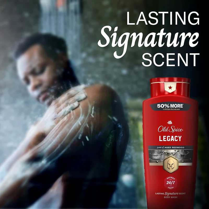 Nettoyant pour le corps Old Spice Collection Rouge pour hommes, parfum Legacy, propreté rafraîchissante, formule hydratante, parfum longue durée