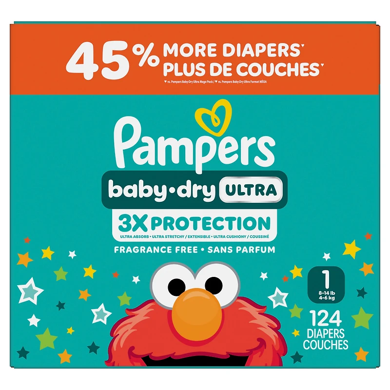 Couches Pampers Baby-Dry Ultra, couches jetables absorbantes, taille 1 ( à [8 lb à 14 lb])