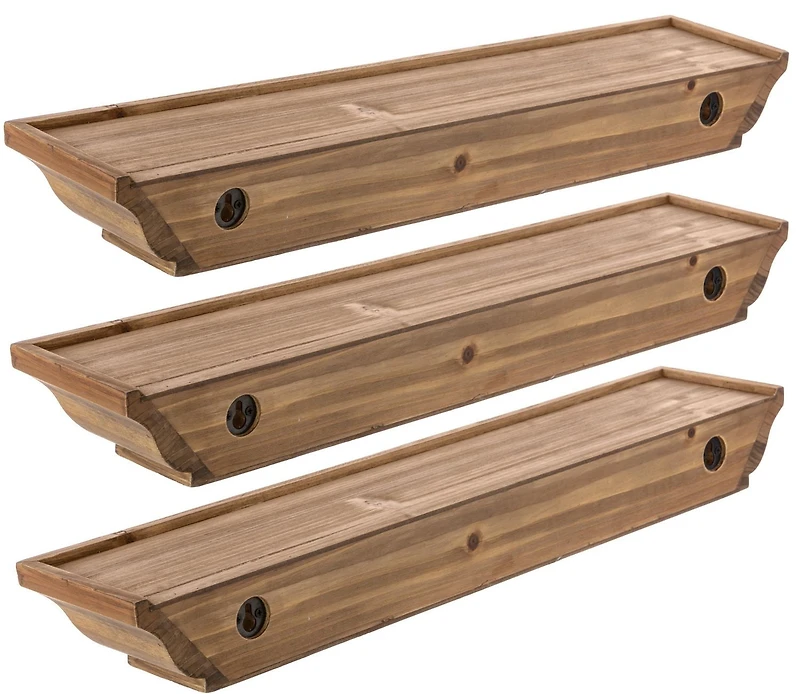 Kiera Grace Muskoka Fitz Wood Shelves - Oak Brown, 24", Set of 3