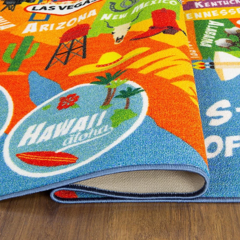 KC Cubs collection de récréation USA États-Unis carte tapis de zone d'apprentissage éducatif et de jeu tapis de tapis pour enfants et enfants chambres et salle de jeux