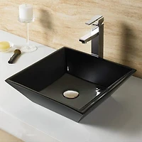 American Imaginations 16.1-in. W Above Counter Black Bathroom Vessel Sink Set For Deck Mount Drilling AI-33371